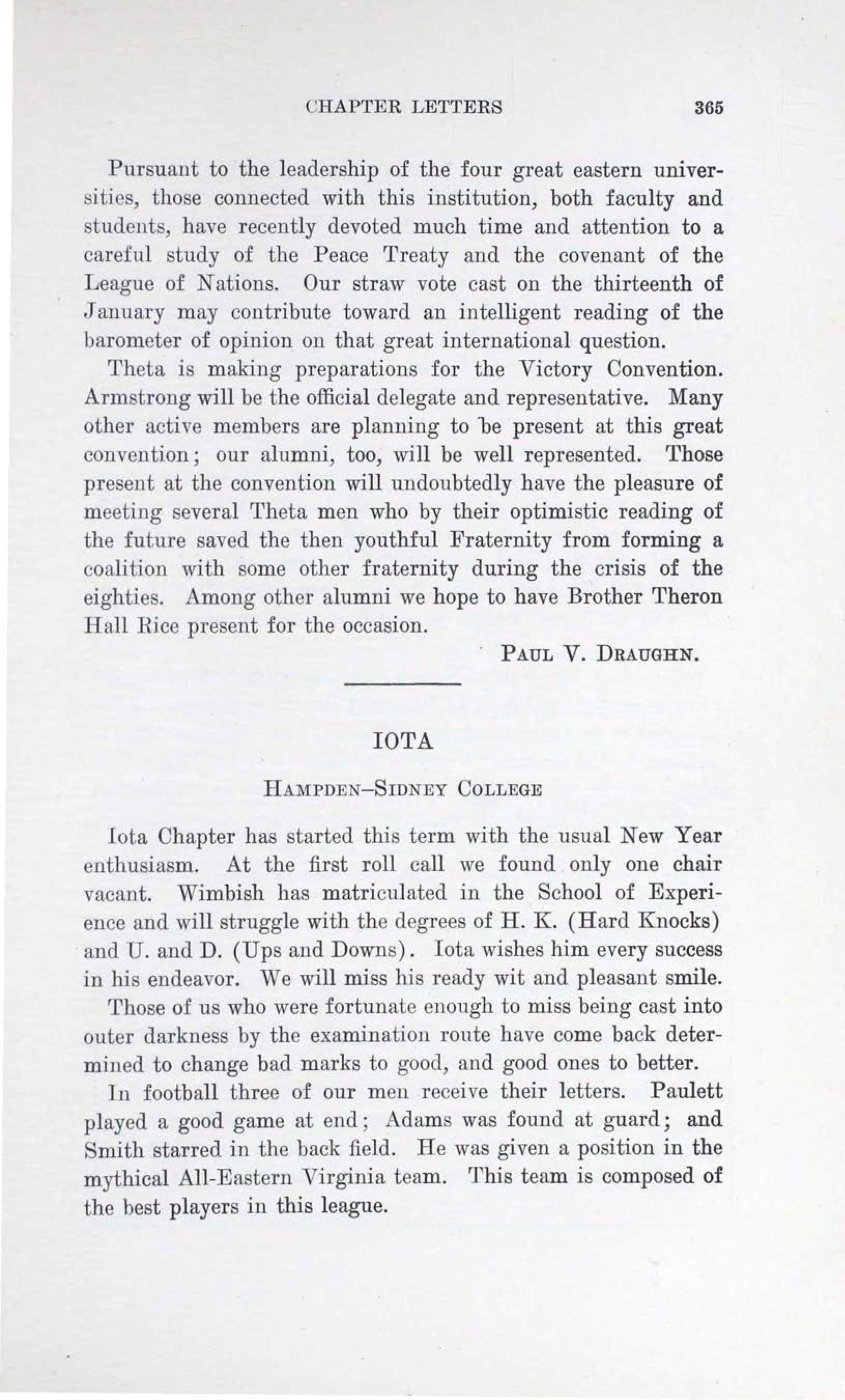 Iota, February 1920
